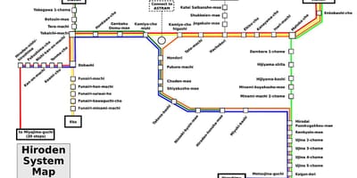 Kaart van hirosjima trein
